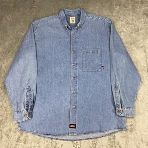 Vintage Dickies Denim Shirt Mens Size XL Blue Button Down Western Workwear Skate
